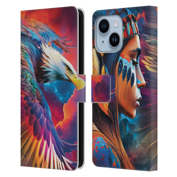 Michael David Ward Psychedelic Art Eagle Leather Book Wallet Case Cover For Apple iPhone 14 Plus