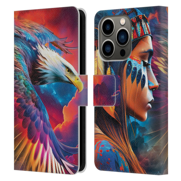 Michael David Ward Psychedelic Art Eagle Leather Book Wallet Case Cover For Apple iPhone 14 Pro