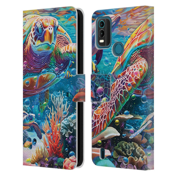 Michael David Ward Psychedelic Art Turtle Magic Leather Book Wallet Case Cover For Nokia G11 Plus