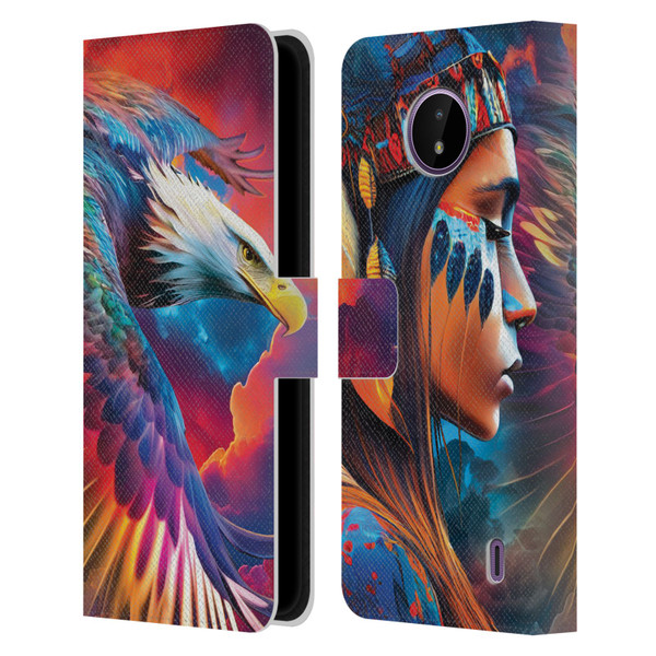 Michael David Ward Psychedelic Art Eagle Leather Book Wallet Case Cover For Nokia C10 / C20