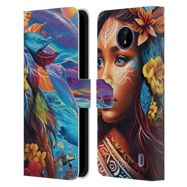 Michael David Ward Psychedelic Art Ocean Spirit Leather Book Wallet Case Cover For Nokia C10 / C20
