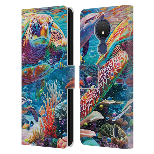 Michael David Ward Psychedelic Art Turtle Magic Leather Book Wallet Case Cover For Nokia C21