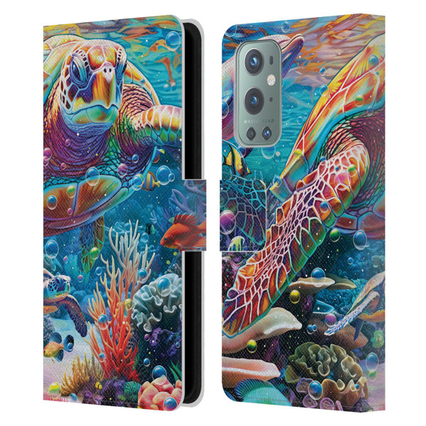 Michael David Ward Psychedelic Art Turtle Magic Leather Book Wallet Case Cover For OnePlus 9