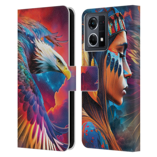 Michael David Ward Psychedelic Art Eagle Leather Book Wallet Case Cover For OPPO Reno8 4G