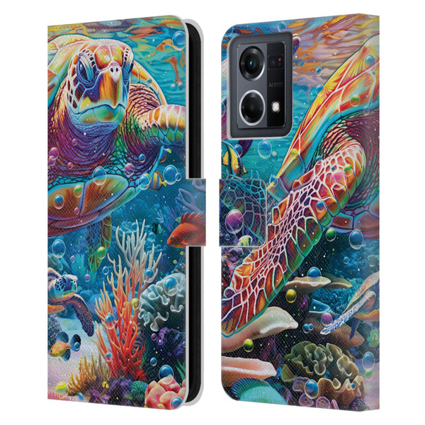 Michael David Ward Psychedelic Art Turtle Magic Leather Book Wallet Case Cover For OPPO Reno8 4G