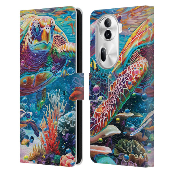 Michael David Ward Psychedelic Art Turtle Magic Leather Book Wallet Case Cover For OPPO Reno11