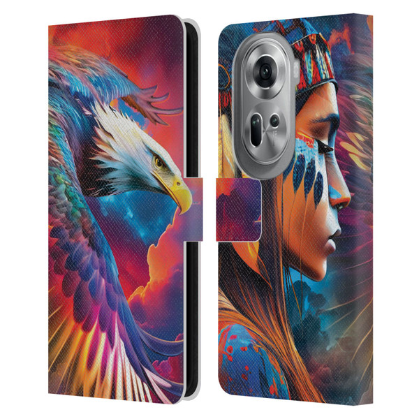 Michael David Ward Psychedelic Art Eagle Leather Book Wallet Case Cover For OPPO Reno11 Pro
