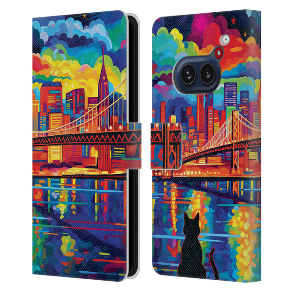 Michael David Ward Psychedelic Art Midnight In San Francisco Leather Book Wallet Case Cover For Nothing Phone (2a)