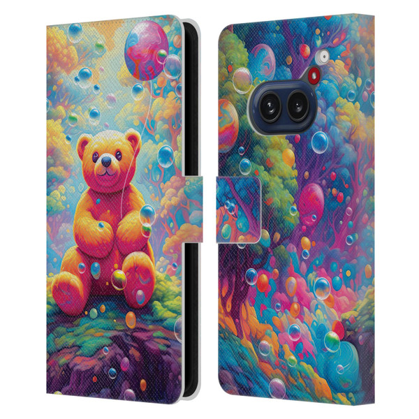 Michael David Ward Psychedelic Art Teddy Bear In Wonderland Leather Book Wallet Case Cover For Nothing Phone (2a)