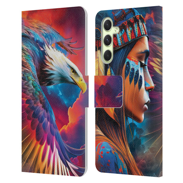 Michael David Ward Psychedelic Art Eagle Leather Book Wallet Case Cover For Samsung Galaxy A54 5G