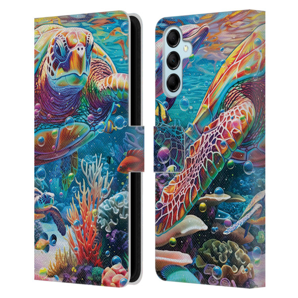 Michael David Ward Psychedelic Art Turtle Magic Leather Book Wallet Case Cover For Samsung Galaxy M14 5G