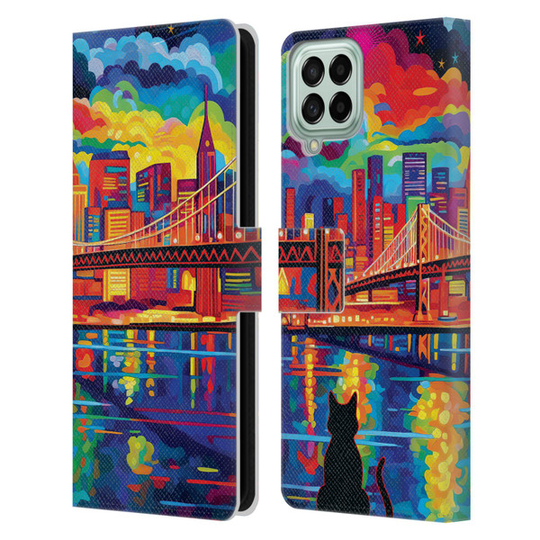 Michael David Ward Psychedelic Art Midnight In San Francisco Leather Book Wallet Case Cover For Samsung Galaxy M53 (2022)