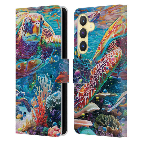 Michael David Ward Psychedelic Art Turtle Magic Leather Book Wallet Case Cover For Samsung Galaxy S24 5G