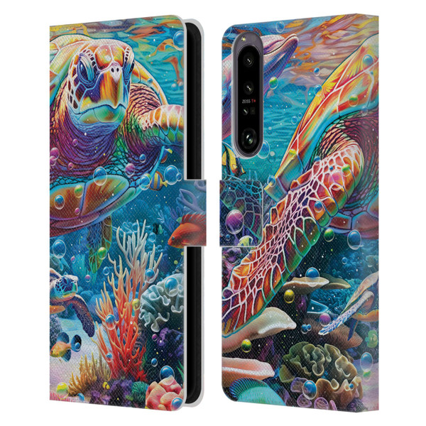 Michael David Ward Psychedelic Art Turtle Magic Leather Book Wallet Case Cover For Sony Xperia 1 IV