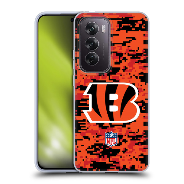 NFL Cincinnati Bengals Graphics Digital Camouflage Soft Gel Case for OPPO Reno12 Pro 5G