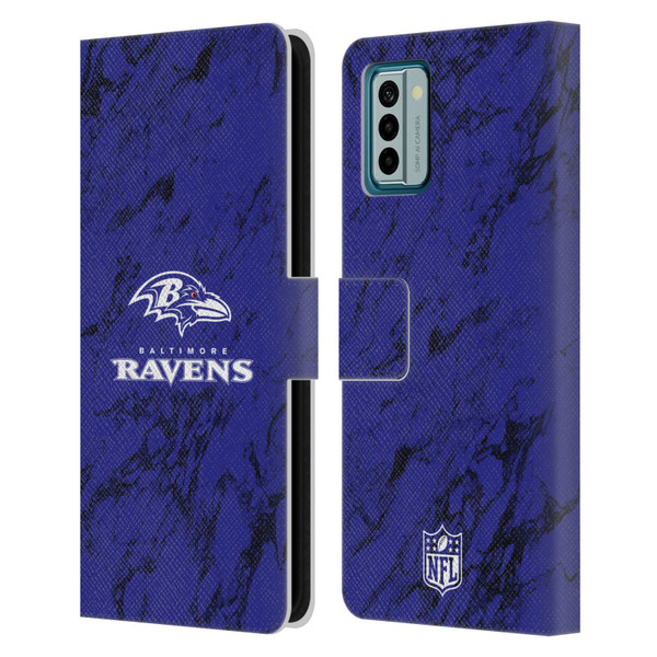 NFL Baltimore Ravens Graphics Coloured Marble Leather Book Wallet Case Cover For Nokia G42