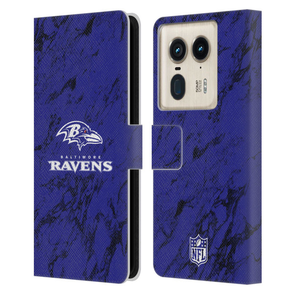 NFL Baltimore Ravens Graphics Coloured Marble Leather Book Wallet Case Cover For Motorola Edge 50 Ultra/X50 Ultra