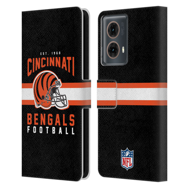 NFL Cincinnati Bengals Graphics Helmet Typography Leather Book Wallet Case Cover For Motorola Moto G85