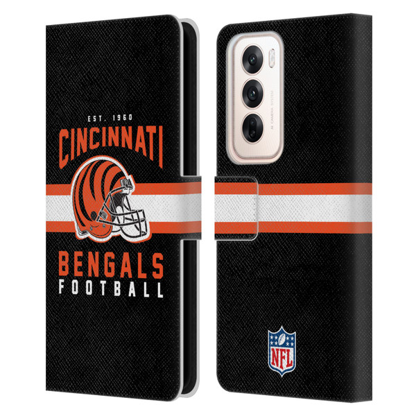 NFL Cincinnati Bengals Graphics Helmet Typography Leather Book Wallet Case Cover For OPPO Reno12 5G