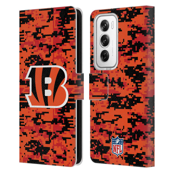 NFL Cincinnati Bengals Graphics Digital Camouflage Leather Book Wallet Case Cover For OPPO Reno12 Pro 5G