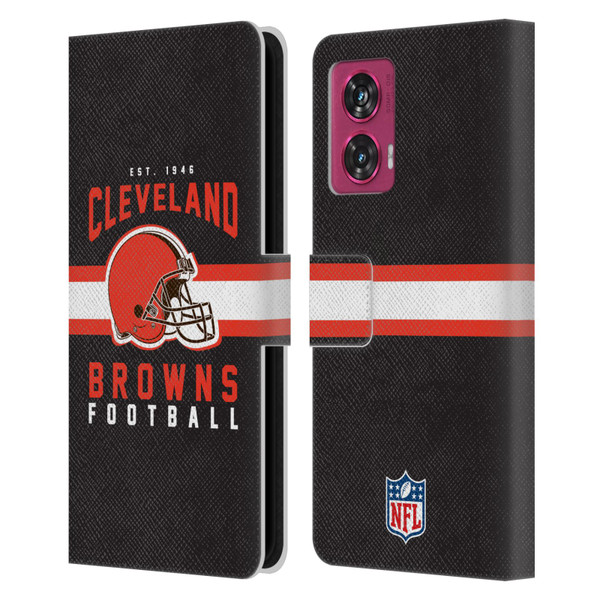 NFL Cleveland Browns Graphics Helmet Typography Leather Book Wallet Case Cover For Motorola Edge 50 Fusion
