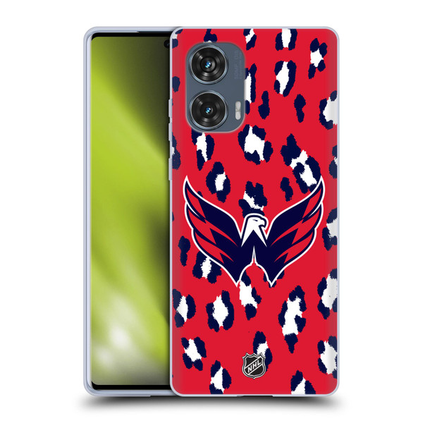 NHL Washington Capitals Leopard Pattern Soft Gel Case for Motorola Edge 50 Fusion