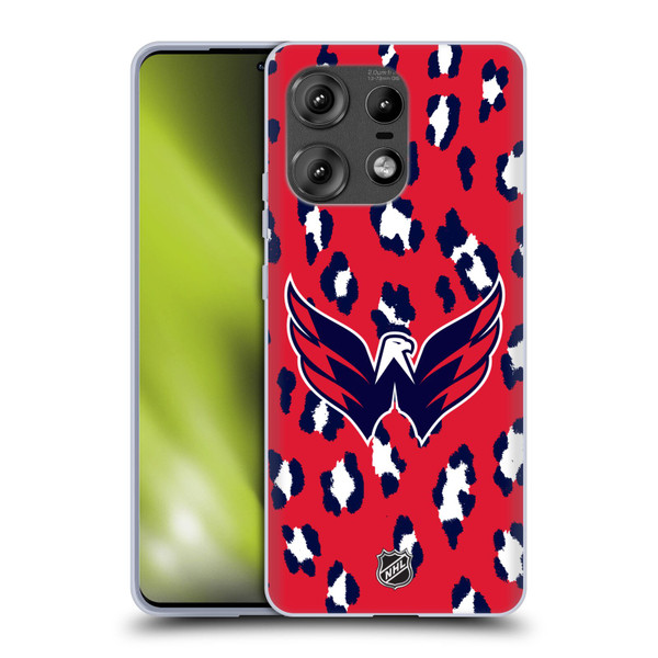 NHL Washington Capitals Leopard Pattern Soft Gel Case for Motorola Edge 50 Pro
