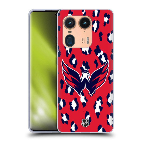 NHL Washington Capitals Leopard Pattern Soft Gel Case for Motorola Edge 50 Ultra/X50 Ultra