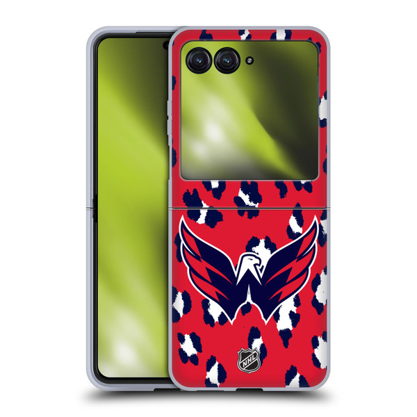 NHL Washington Capitals Leopard Pattern Soft Gel Case for Motorola Razr 40 Ultra / Razr+ 2023