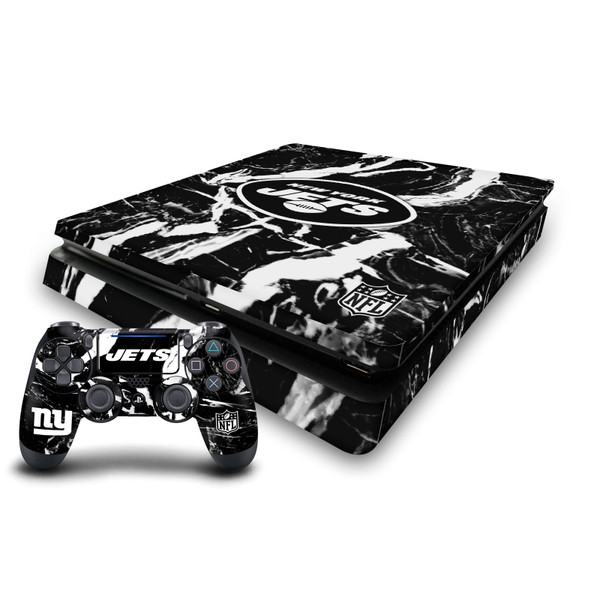 NFL New York Jets Marble Vinyl Sticker Skin Decal Cover for Sony PS4 Slim Console & Controller