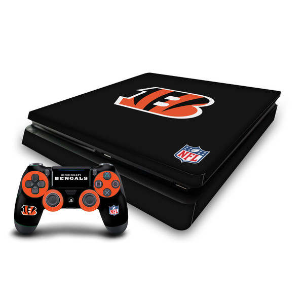 NFL Cincinnati Bengals Plain Vinyl Sticker Skin Decal Cover for Sony PS4 Slim Console & Controller