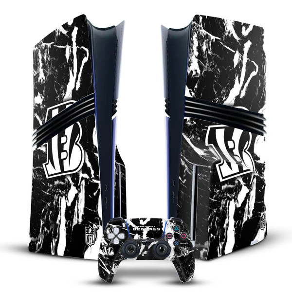 NFL Cincinnati Bengals Marble Vinyl Sticker Skin Decal Cover for Sony PS5 Pro Disc Edition Bundle