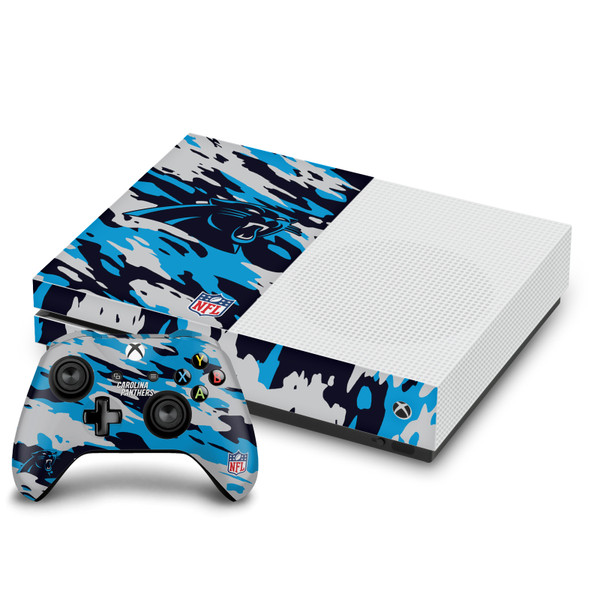 NFL Carolina Panthers Camou Vinyl Sticker Skin Decal Cover for Microsoft One S Console & Controller