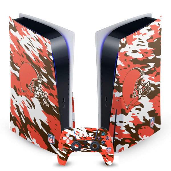 NFL Cleveland Browns Camou Vinyl Sticker Skin Decal Cover for Sony PS5 Disc Edition Bundle