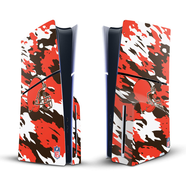 NFL Cleveland Browns Camou Vinyl Sticker Skin Decal Cover for Sony PS5 Slim Disc Edition Console