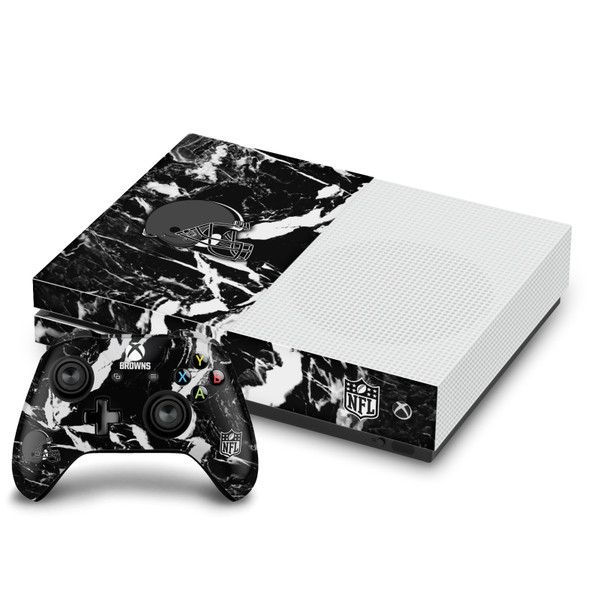 NFL Cleveland Browns Marble Vinyl Sticker Skin Decal Cover for Microsoft One S Console & Controller