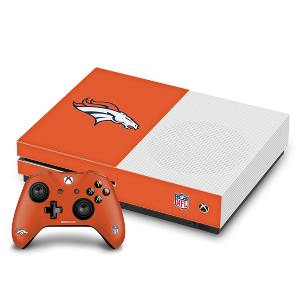 NFL Denver Broncos Plain Vinyl Sticker Skin Decal Cover for Microsoft One S Console & Controller