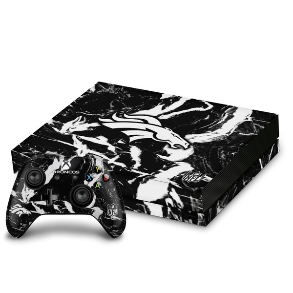 NFL Denver Broncos Marble Vinyl Sticker Skin Decal Cover for Microsoft Xbox One X Bundle