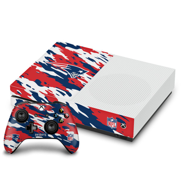 NFL New England Patriots Camou Vinyl Sticker Skin Decal Cover for Microsoft One S Console & Controller