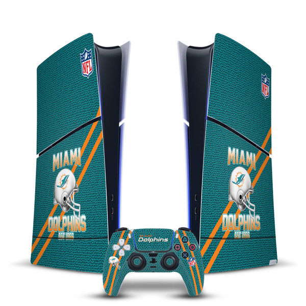 NFL Team 2 Miami Dolphins Vinyl Sticker Skin Decal Cover for Sony PS5 Slim Digital Edition Bundle