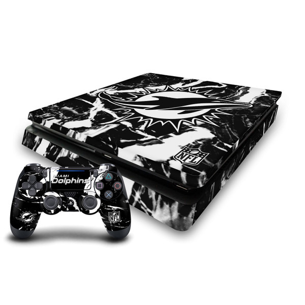 NFL Miami Dolphins Marble Vinyl Sticker Skin Decal Cover for Sony PS4 Slim Console & Controller