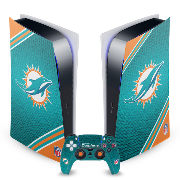 NFL Miami Dolphins Stripe Vinyl Sticker Skin Decal Cover for Sony PS5 Digital Edition Bundle