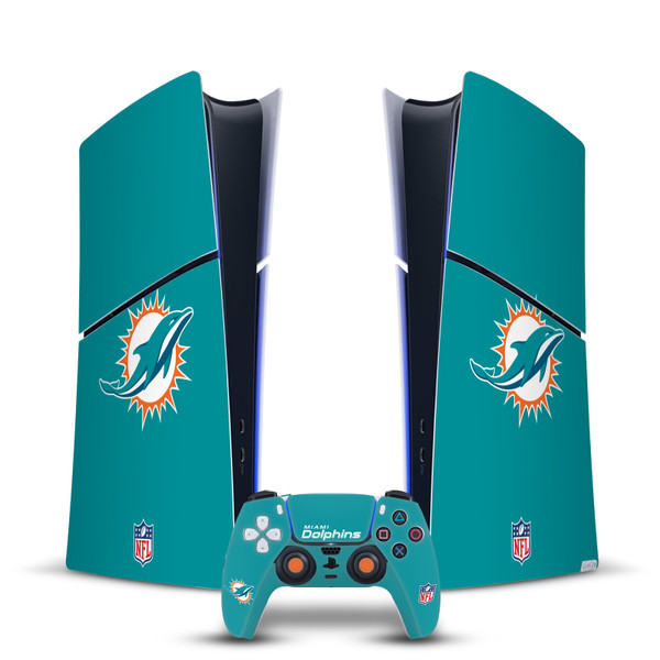 NFL Miami Dolphins Plain Vinyl Sticker Skin Decal Cover for Sony PS5 Slim Digital Edition Bundle