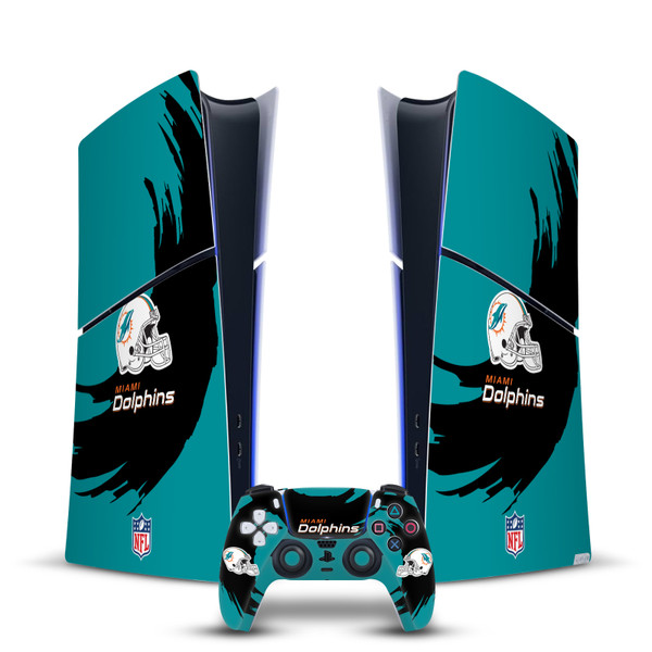 NFL Miami Dolphins Sweep Stroke Vinyl Sticker Skin Decal Cover for Sony PS5 Slim Digital Edition Bundle
