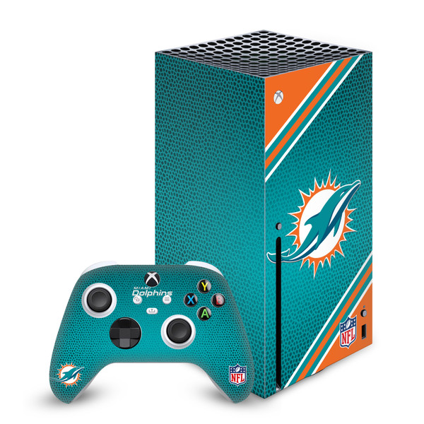 NFL Miami Dolphins Stripe Vinyl Sticker Skin Decal Cover for Microsoft Series X Console & Controller