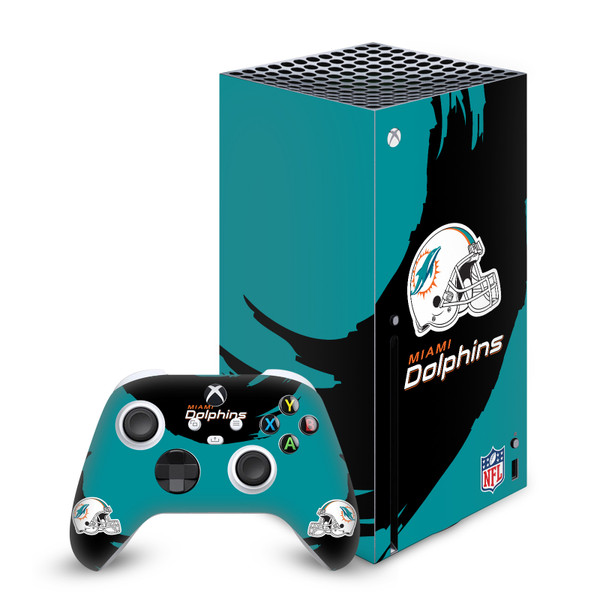 NFL Miami Dolphins Sweep Stroke Vinyl Sticker Skin Decal Cover for Microsoft Series X Console & Controller