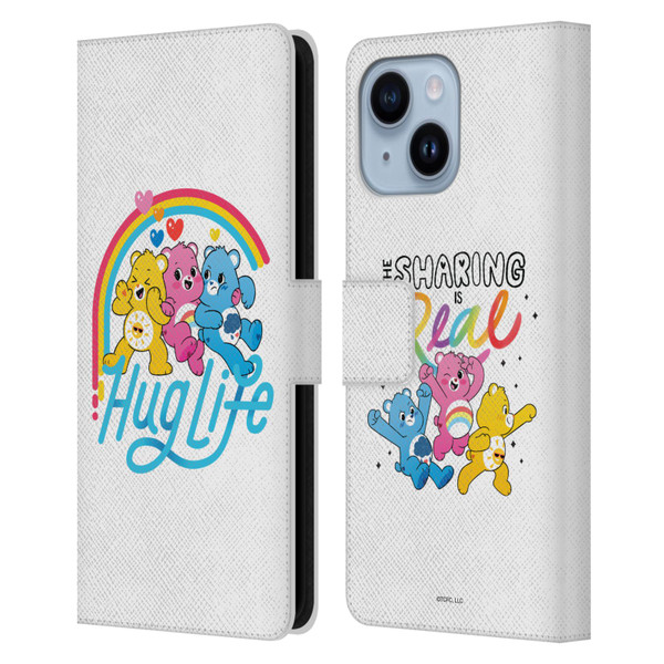 Care Bears Graphics Group Hug Life Leather Book Wallet Case Cover For Apple iPhone 14 Plus