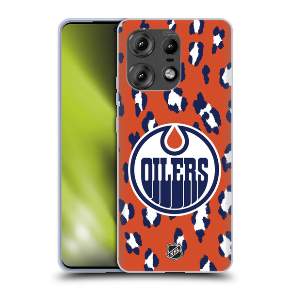 NHL Edmonton Oilers Leopard Pattern Soft Gel Case for Motorola Edge 50 Pro