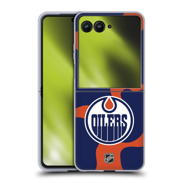 NHL Edmonton Oilers Cow Pattern Soft Gel Case for Motorola Razr 50 Ultra