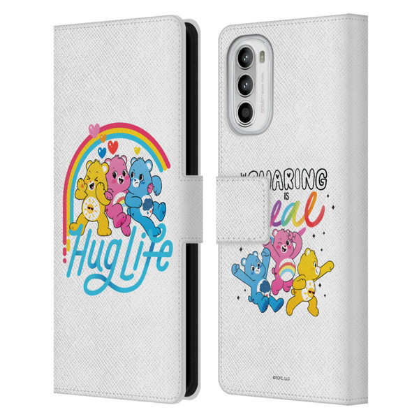 Care Bears Graphics Group Hug Life Leather Book Wallet Case Cover For Motorola Moto G52